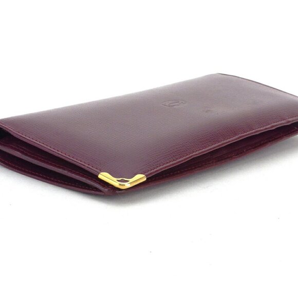 Cartier Long Wallet Mastline Bordeaux Leather Authentic